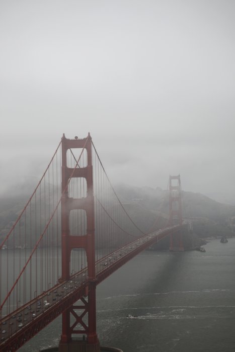 The Golden Gate Bridge from the air.
