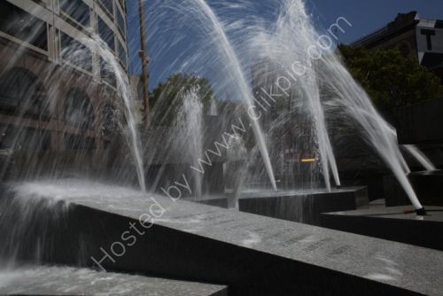 UN Plaza fountains in San Francisco.