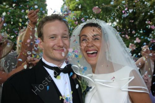 Confetti falls on newly weds in south of Birmingham.