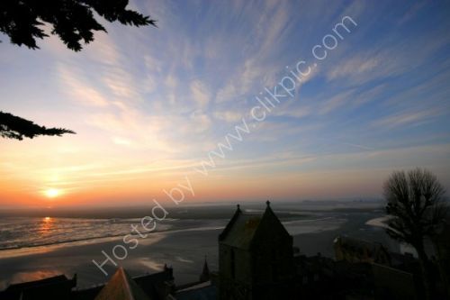 View from Mont St. Michel just after sunrise.