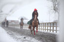 Ian Williams' racing string exercise during a snowfall.