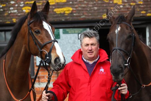Kauto Star & Denman ( 1st & 2nd favourite for the Cheltenham gold Cup ) with trainer Paul Nicholls.