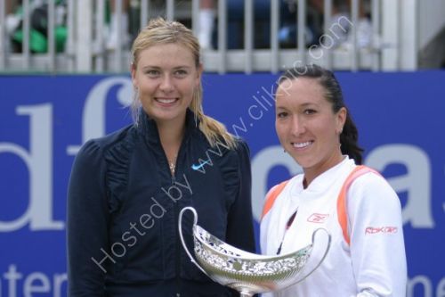 Maria Sharapova with Jelena Jankovic at the presentation at the DFS Classic tennis tournament.