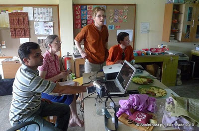 Vasek (standing) and Tomas (R) from Czech Society for Fair Trade visiting MESH design studio