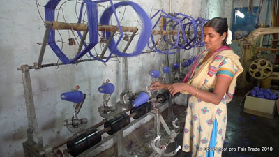 Bobbin winding in BMKA weaving workshop
