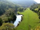 View from Monsal viaduct, River Wye Valley, Peak District, Derbyshire