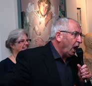 John Bird founder and editor of the Big Issue speaking at the private view of the Cork Street Open Exhibition