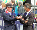 Oliver Townend explains to Andrew Nicholson how he survived