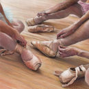 Tying of Pointe shoes