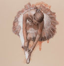 Tying pointe shoes