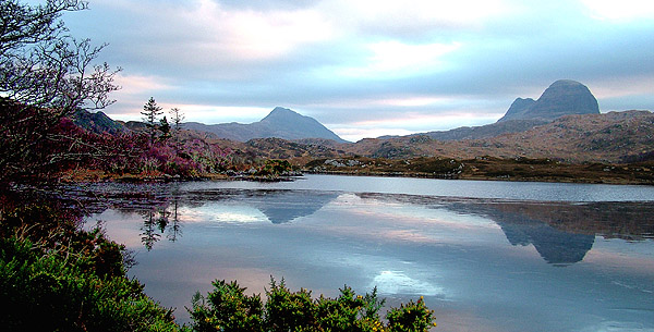 Suilven and Canisp from Loch Druim Suardalain