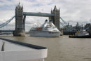 A liner passing through Tower Bridge