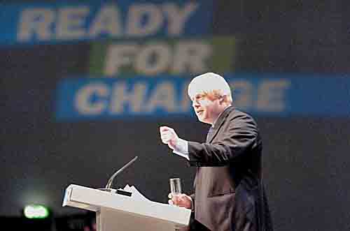 Boris Johnson Mayor of London addresses the Tory Conference in Manchester 2009