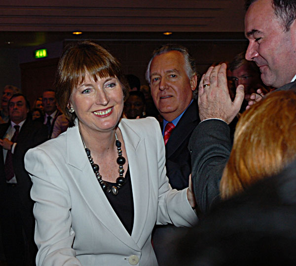 Harriet Harman is congratulated by other contenders. - Manchester 2007