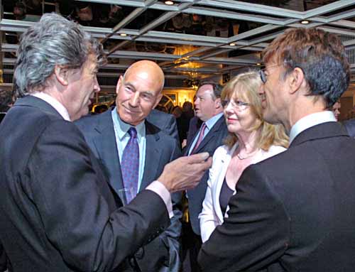 Melvyn Bragg,Patrick Stewart and Robin Gibb at the Labour Party Centenary Gala Dinner in Park Lane,London-May 2006