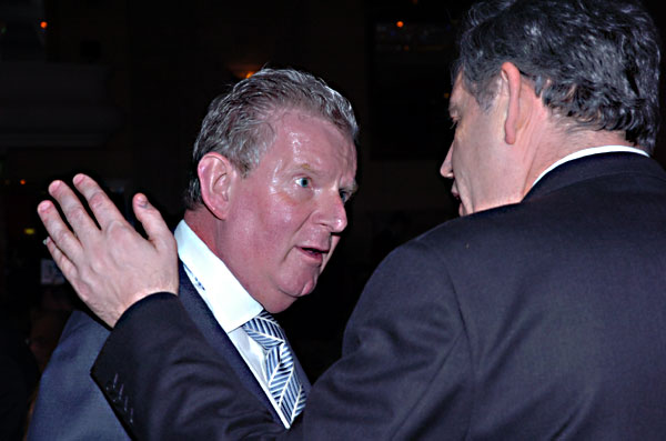 John Motson BBC Football meets PM Gordon Brown at the Labour Party Gala in Park Lane London - March 2008