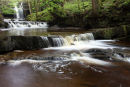 01D-0644 Waterfalls Downstream of Gibsons Cave Bowlees Beck Upper Teesdale County Durham.