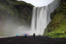 03D-5989 Tourists Below the 200ft (61m) High Skogafoss Waterfall Skogar Iceland