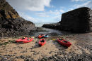 03D-9312 Canoes on the Beach at Stackpole Quay Pembrokeshire National Park Wales Cymru UK 