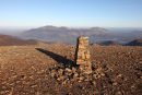 04D-2228 The Summit Trig Point on Crag Hill and the View NE Over the Mountains of Skiddaw and Blencathra Lake District Cumbria UK