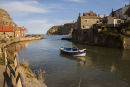 05D-5859 The Fishing Village of Staithes and its Harbour at High Tide Viewed from the Bridge Over Staithes Beck North Yorkshire UK