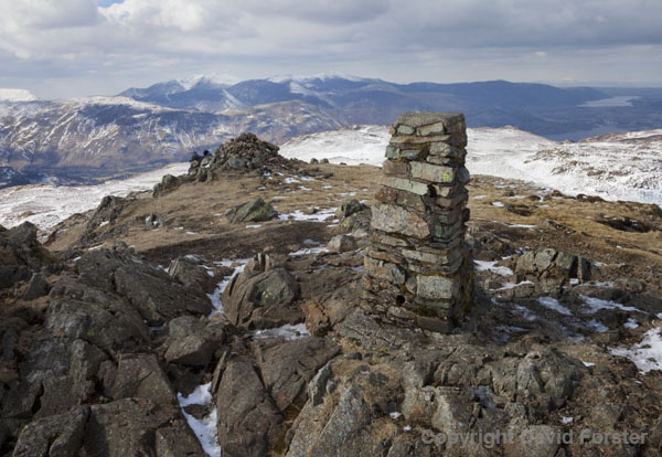 06D-3770 The Summit Trig Point of High Seat and the View North West Towards Grisdale Pike Lake District Cumbria UK.