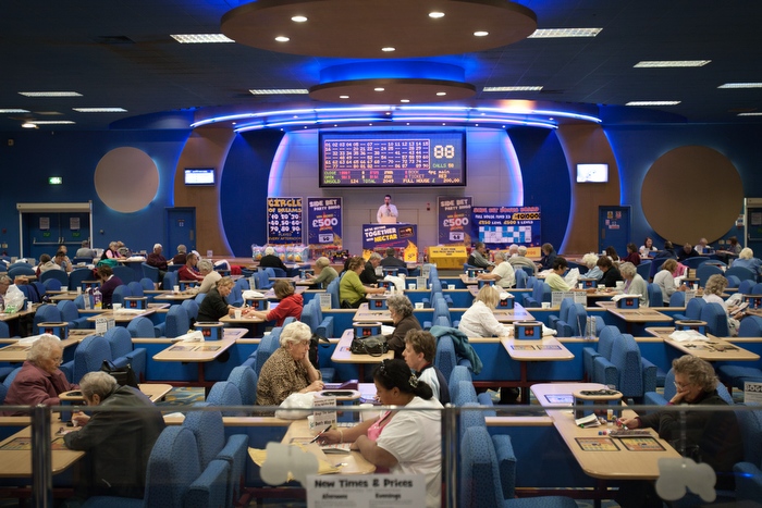 Bingo players in west London wait for the next game to start