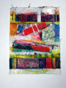 "URBAN ABSTRACT No.13 - LOZENGE"   Watercolour,Gouache, Acrylic,Oil with Chalk Pastel Image Size: W56 x H75 cm - SOLD
