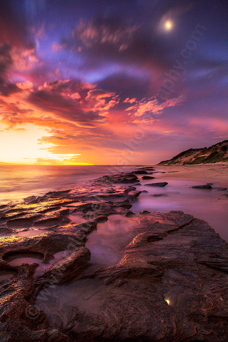 Moonrise over Burns Beach