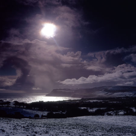 Winter storm over Robin Hoods Bay