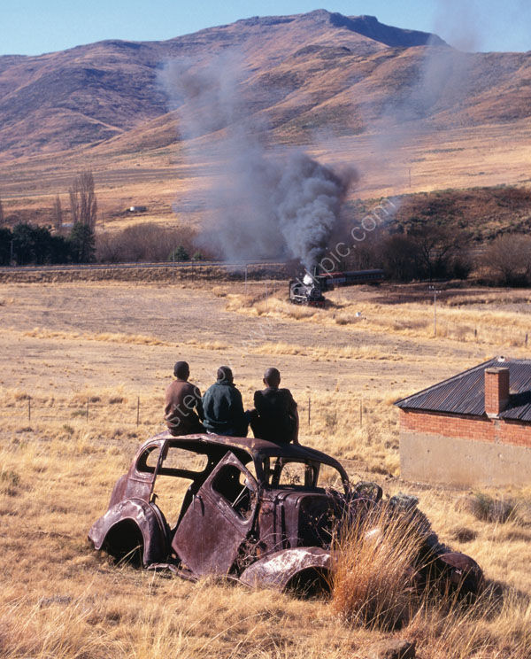 Car and Train on the Barkly East Branch.