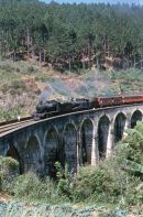 4-6-0's No 340 and No 213 crossing a viaduct. No 340 was built by Robert Stephenson and Hawthorn in 1944 and No 213 was built by Vulcan in 1922.