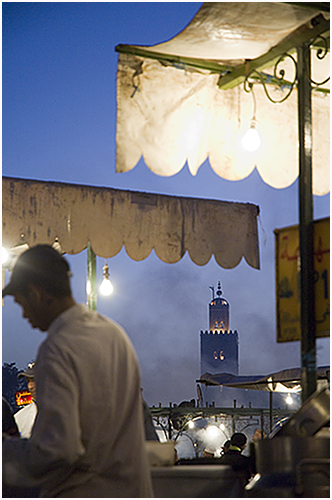 The Mosque through the cooking stalls