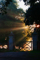 Park Gates Weekley in the early morning mist.