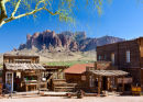 Superstition Mountains over Goldfield Ghost Town