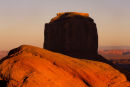 As the sun goes down all but the very tip of Merrick Butte is in deep shadow.