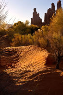First light on the dunes near the Totem Pole in Monument Valley