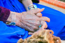 A Navajo weaver's hands