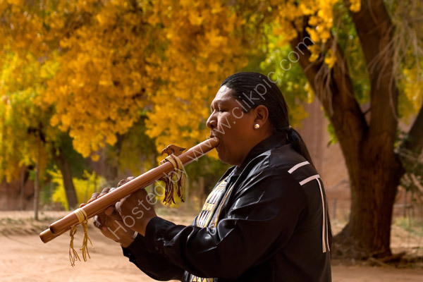 A Navajo musician, Travis Terry, in Canyon De Chelly