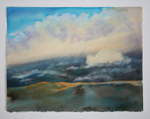 Storm above the village of Settle.
Watercolour and pastel.