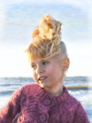Girl on beach oil painting effect