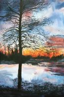Near the canal bridge, next to the flooded top field. Sunset.