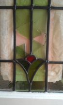 Detail of damaged stained glass.