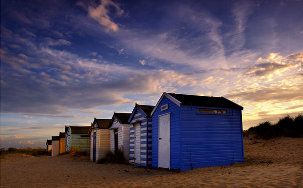 Beach Huts at Sunset