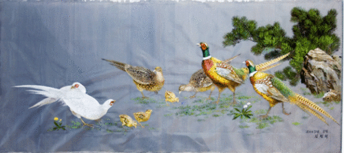 Title - Pheasants 
Embrodiery by hand on silk 
180x180cms
�2,000 