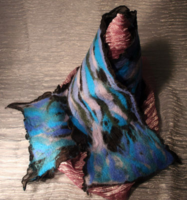 Marine blue nuno felt scarf