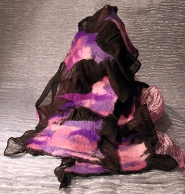 nuno felt scarf in pinks and purples