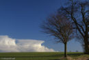 Storm clouds move away from the Lincolnshire Wolds towards the Humber.