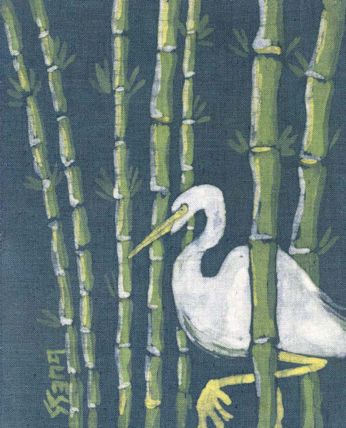 Egret Amidst Bamboo