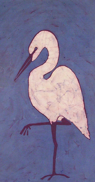 Egret on Blue